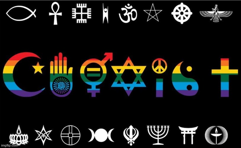I really like this Flag (Btw, That says "Coexist") | image tagged in pride flag,memes,lgbtq,peace,coexist,religion of peace | made w/ Imgflip meme maker