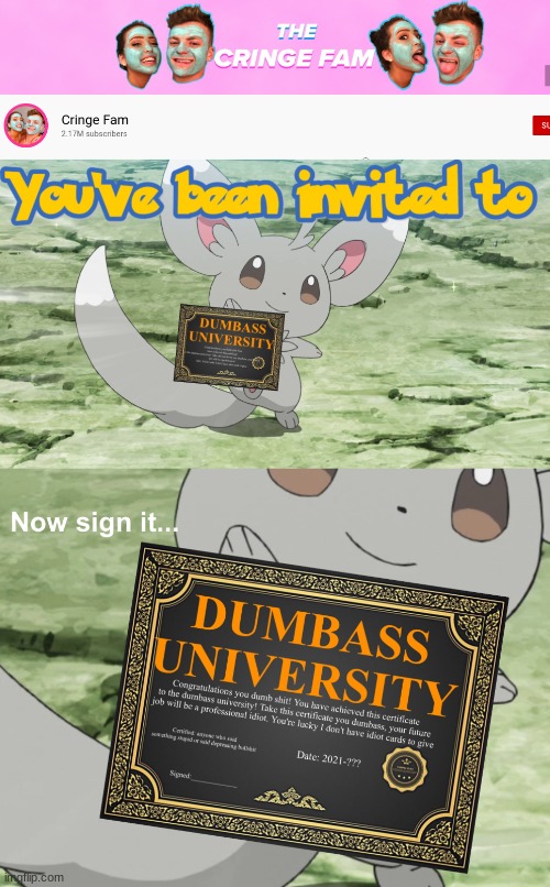 good name | image tagged in you've been invited to dumbass university | made w/ Imgflip meme maker