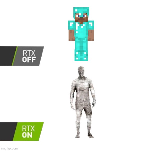 Diamond Suit | image tagged in rtx on off,minecraft,diamond | made w/ Imgflip meme maker