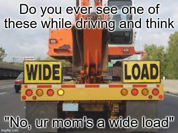 I feel like I'm the only one who does this | Do you ever see one of these while driving and think; "No, ur mom's a wide load" | image tagged in mom,urmom,truck,wideload,fat,yo mama | made w/ Imgflip meme maker