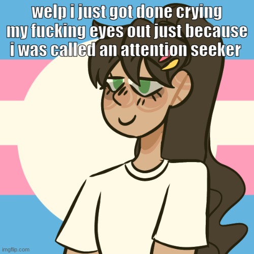 my whole fucking gay is ruined i hatethis | welp i just got done crying my fucking eyes out just because i was called an attention seeker | image tagged in i'm bored | made w/ Imgflip meme maker