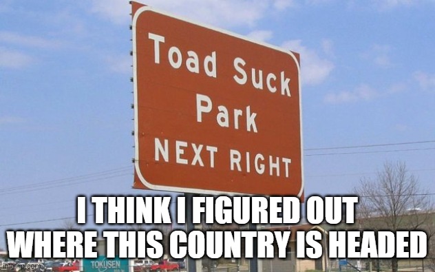 We'll probably overshoot and land in Hell. | I THINK I FIGURED OUT WHERE THIS COUNTRY IS HEADED | image tagged in toad suck arkansas,funny memes,politics,michigan,stupid liberals,puppies and kittens | made w/ Imgflip meme maker