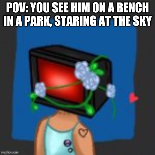 Lets goo | POV: YOU SEE HIM ON A BENCH IN A PARK, STARING AT THE SKY | image tagged in roleplaying,roleplays | made w/ Imgflip meme maker