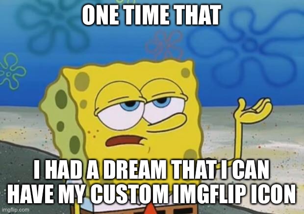 Yup | ONE TIME THAT; I HAD A DREAM THAT I CAN HAVE MY CUSTOM IMGFLIP ICON | image tagged in ill have you know spongebob 2 | made w/ Imgflip meme maker