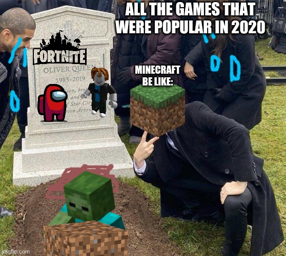 Funeral |  ALL THE GAMES THAT WERE POPULAR IN 2020; MINECRAFT BE LIKE: | image tagged in funeral | made w/ Imgflip meme maker