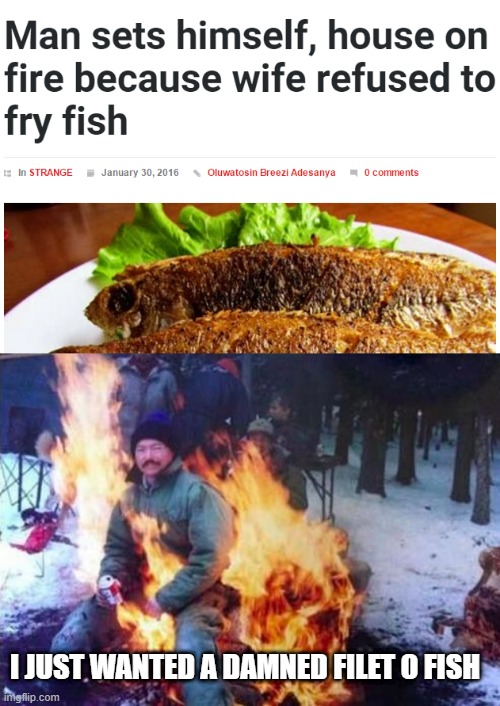 Fried | I JUST WANTED A DAMNED FILET O FISH | image tagged in memes,ligaf | made w/ Imgflip meme maker