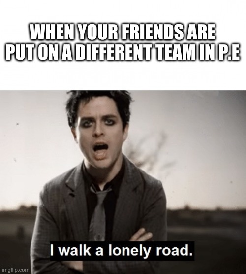 E | WHEN YOUR FRIENDS ARE PUT ON A DIFFERENT TEAM IN P.E | image tagged in memes | made w/ Imgflip meme maker