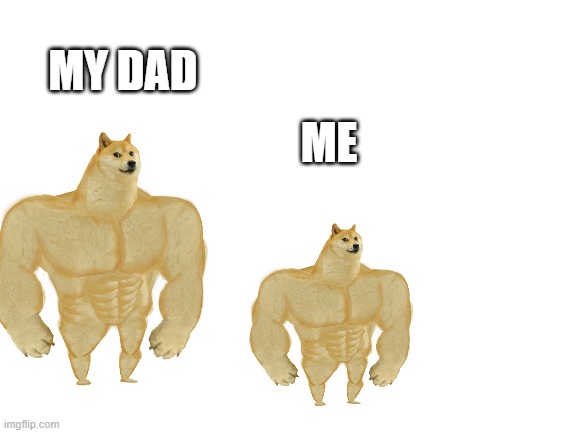 Blank White Template | MY DAD; ME | image tagged in blank white template | made w/ Imgflip meme maker
