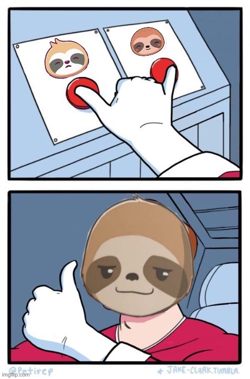 Sloth two buttons | image tagged in sloth two buttons | made w/ Imgflip meme maker