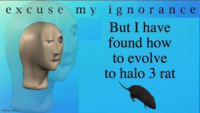 Ground breaking discovery | But I have found how to evolve to halo 3 rat | image tagged in excuse my ignorance but | made w/ Imgflip meme maker