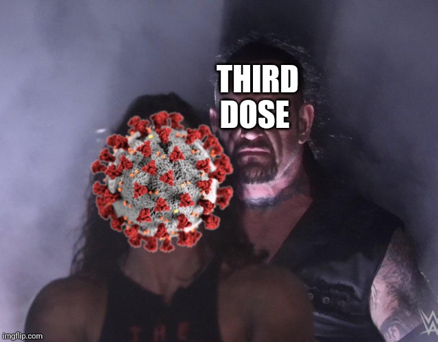 Third dose meme (WWE edition) | THIRD DOSE | image tagged in undertaker,coronavirus,covid-19,vaccines,memes | made w/ Imgflip meme maker