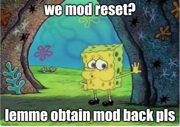 but why | we mod reset? lemme obtain mod back pls | image tagged in spongebob | made w/ Imgflip meme maker