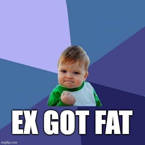 EX | EX GOT FAT | image tagged in memes,success kid | made w/ Imgflip meme maker