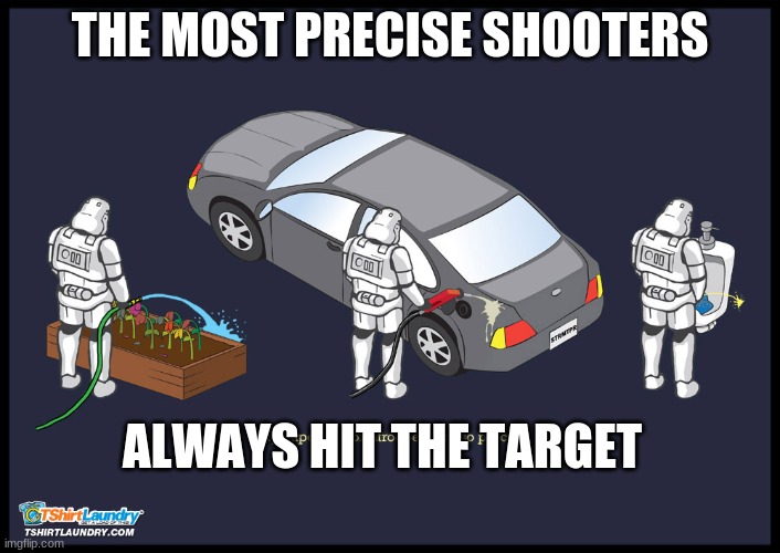 very precise sharpshooters | THE MOST PRECISE SHOOTERS; ALWAYS HIT THE TARGET | image tagged in stormtrooper,bad aim | made w/ Imgflip meme maker