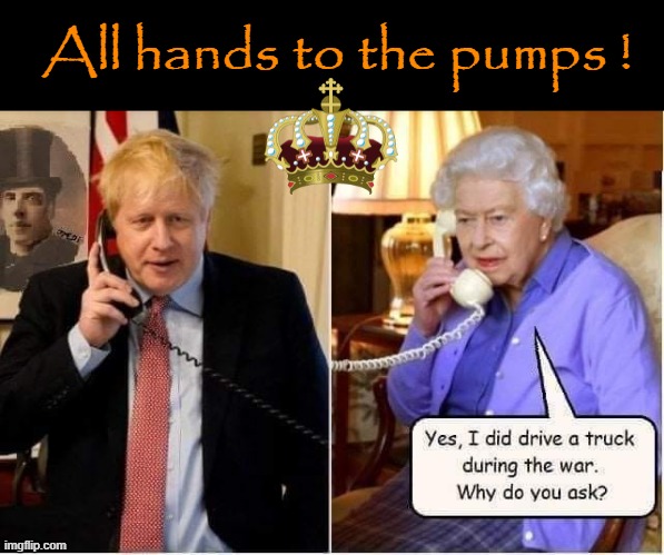 All hands to the pumps ! |  All hands to the pumps ! | image tagged in queen of england | made w/ Imgflip meme maker