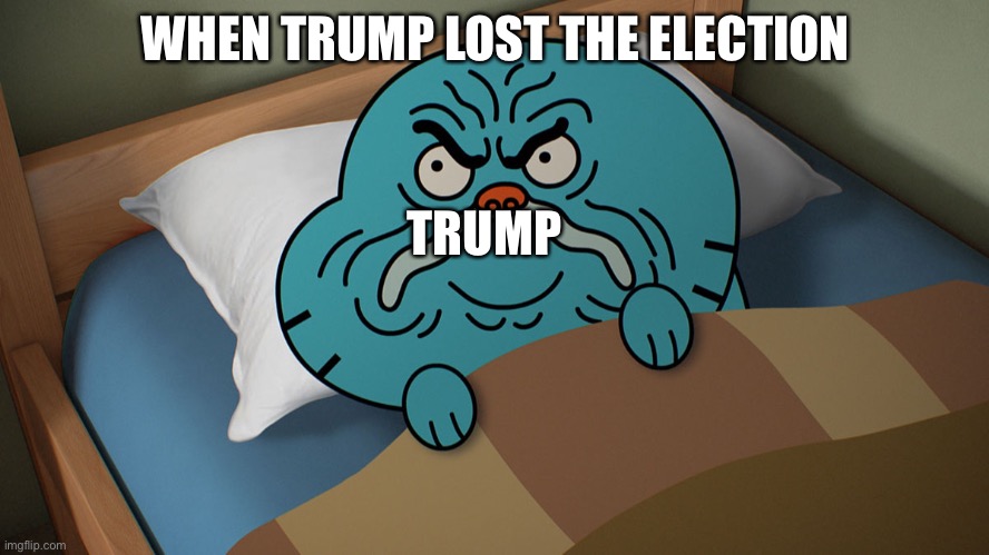 When Joe Biden wins | WHEN TRUMP LOST THE ELECTION; TRUMP | image tagged in grumpy gumball | made w/ Imgflip meme maker