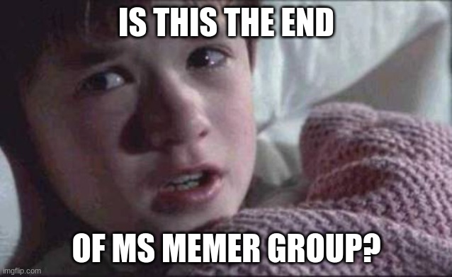 I See Dead People Meme | IS THIS THE END; OF MS MEMER GROUP? | image tagged in memes,i see dead people | made w/ Imgflip meme maker