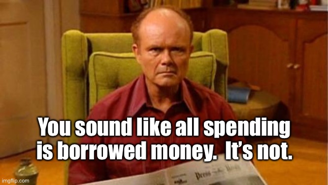 Red Forman Dumbass | You sound like all spending is borrowed money.  It’s not. | image tagged in red forman dumbass | made w/ Imgflip meme maker
