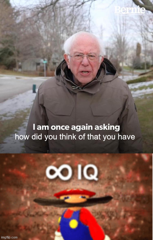 how did you think of that you have | image tagged in memes,bernie i am once again asking for your support,infinite iq | made w/ Imgflip meme maker