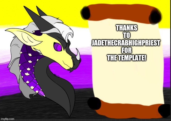 Thanks ^w^ | THANKS TO JADETHECRABHIGHPRIEST 
FOR THE TEMPLATE! | image tagged in pansexual-kitty | made w/ Imgflip meme maker