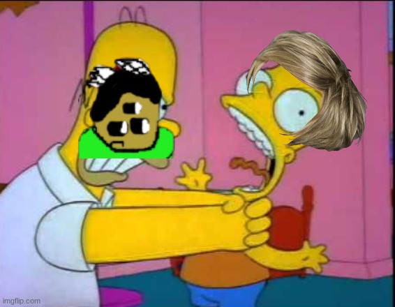 Homer strangling Bart | image tagged in homer strangling bart | made w/ Imgflip meme maker
