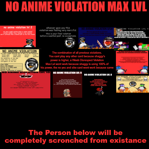 NO ANIME VIOLATION MAX LVL Blank Meme Template