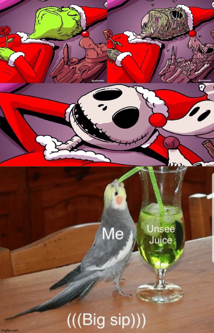 How the nightmare before Christmas actually started | image tagged in unsee juice,memes,funny,funny memes,grinch,nightmare before christmas | made w/ Imgflip meme maker