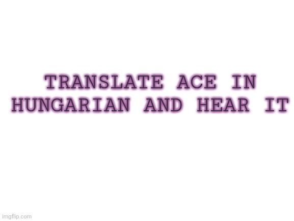 Image Title | TRANSLATE ACE IN HUNGARIAN AND HEAR IT | image tagged in blank white template | made w/ Imgflip meme maker