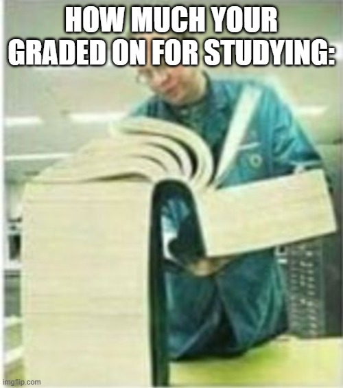 Giant Book | HOW MUCH YOUR GRADED ON FOR STUDYING: | image tagged in giant book | made w/ Imgflip meme maker