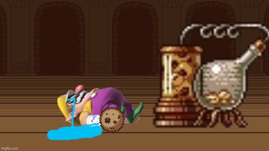 Wario cries to death after his precious gold is turned into cookies.mp3 | image tagged in wario dies,cookie clicker | made w/ Imgflip meme maker