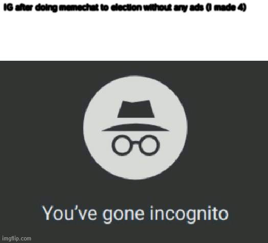 Explains why Pr1ce got 0 votes | IG after doing memechat to election without any ads (I made 4) | image tagged in you've gone incognito,i don't hate ig,i'm just disapointed with him | made w/ Imgflip meme maker