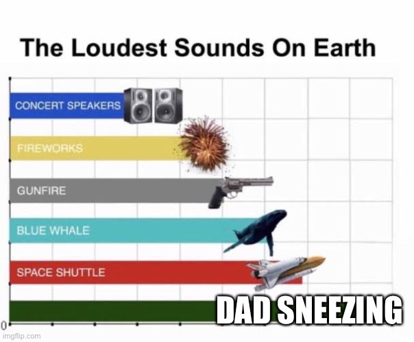 The Loudest Sounds on Earth | DAD SNEEZING | image tagged in the loudest sounds on earth | made w/ Imgflip meme maker