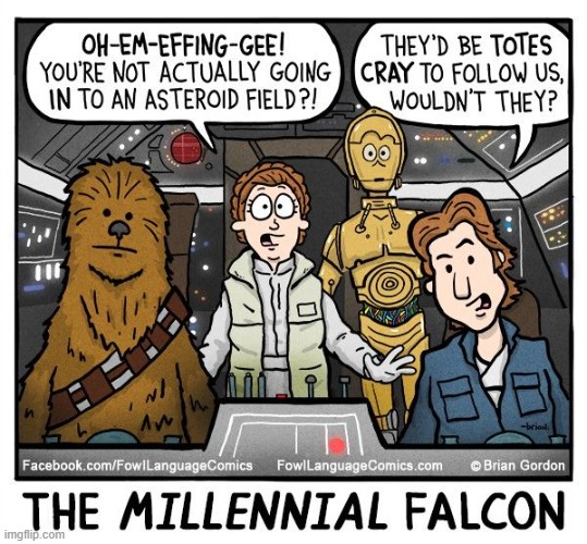 image tagged in fowl language,millennial falcon,lol,funny,star wars | made w/ Imgflip meme maker