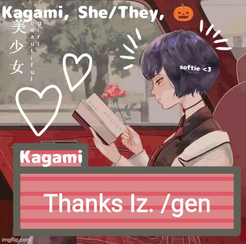 Thanks Iz. /gen | image tagged in kagami | made w/ Imgflip meme maker