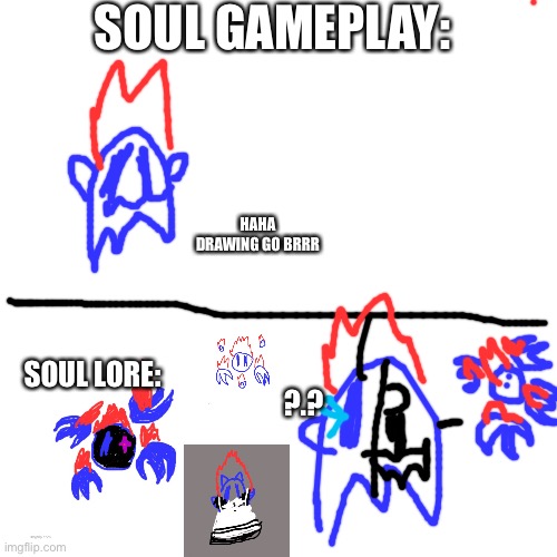 hmmm, the tear eyes… | SOUL GAMEPLAY:; HAHA DRAWING GO BRRR; SOUL LORE:; ?.? | image tagged in memes,blank transparent square | made w/ Imgflip meme maker
