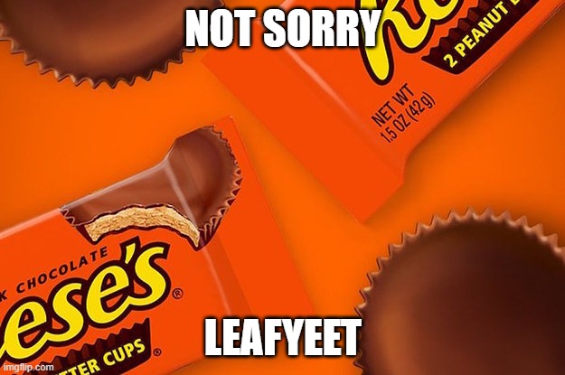 Reese's Cup | NOT SORRY LEAFYEET | image tagged in reese's cup | made w/ Imgflip meme maker
