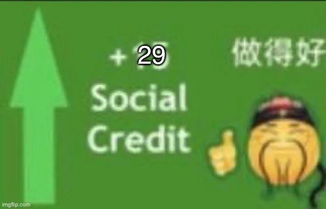 +15 social credit | 29 | image tagged in 15 social credit | made w/ Imgflip meme maker