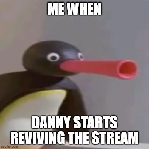 :pogchamp: |  ME WHEN; DANNY STARTS REVIVING THE STREAM | image tagged in noot noot | made w/ Imgflip meme maker