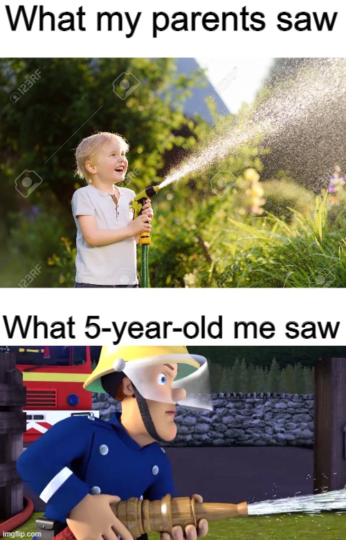 Image Title | What my parents saw; What 5-year-old me saw | image tagged in image tags,childhood | made w/ Imgflip meme maker