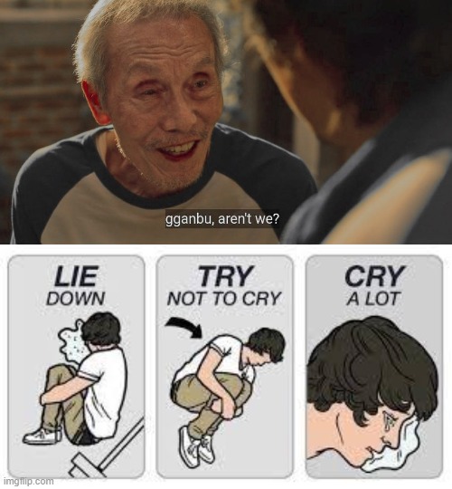 Me after Squid Game episode 6 be like | image tagged in lie don't cry cry a lot | made w/ Imgflip meme maker