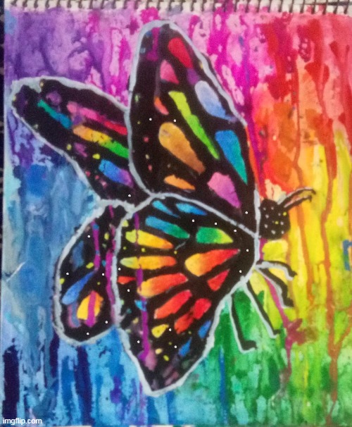 Ngl, I like it ❤️❤️ | image tagged in my drawing,butterfly,color,rainbow,drop | made w/ Imgflip meme maker