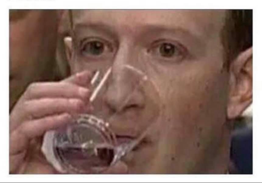 Mark Zuckerberg drinking water Blank Meme Template