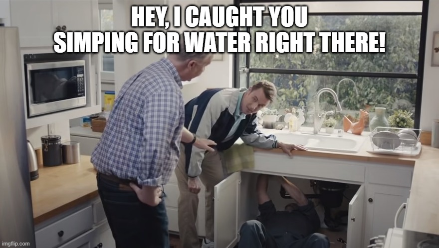 Dr Rick Progressive | HEY, I CAUGHT YOU SIMPING FOR WATER RIGHT THERE! | image tagged in dr rick progressive | made w/ Imgflip meme maker