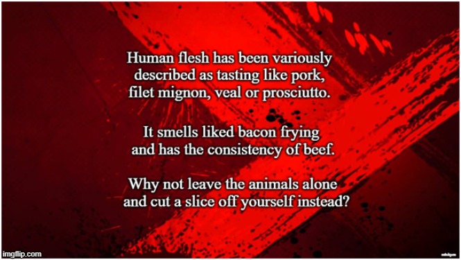 Flesh | image tagged in vegan,bacon,hamburger,chicken,meat | made w/ Imgflip meme maker