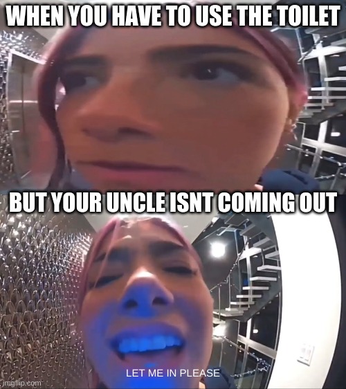  WHEN YOU HAVE TO USE THE TOILET; BUT YOUR UNCLE ISNT COMING OUT; LET ME IN PLEASE | image tagged in let me in pls,let me in pls below | made w/ Imgflip meme maker