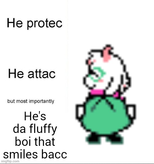 Fluffy boi ^u^ | He's da fluffy boi that smiles bacc | image tagged in he protecc | made w/ Imgflip meme maker