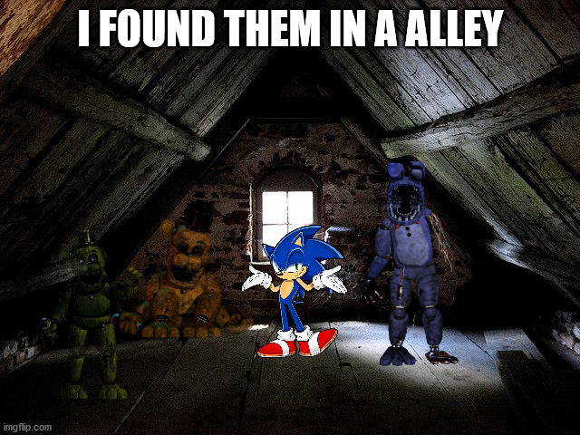 idk | I FOUND THEM IN A ALLEY | image tagged in old attic | made w/ Imgflip meme maker