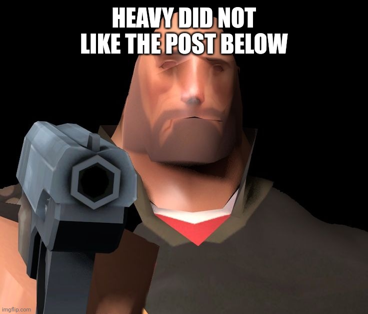 hoovy gun | HEAVY DID NOT LIKE THE POST BELOW | image tagged in hoovy gun | made w/ Imgflip meme maker