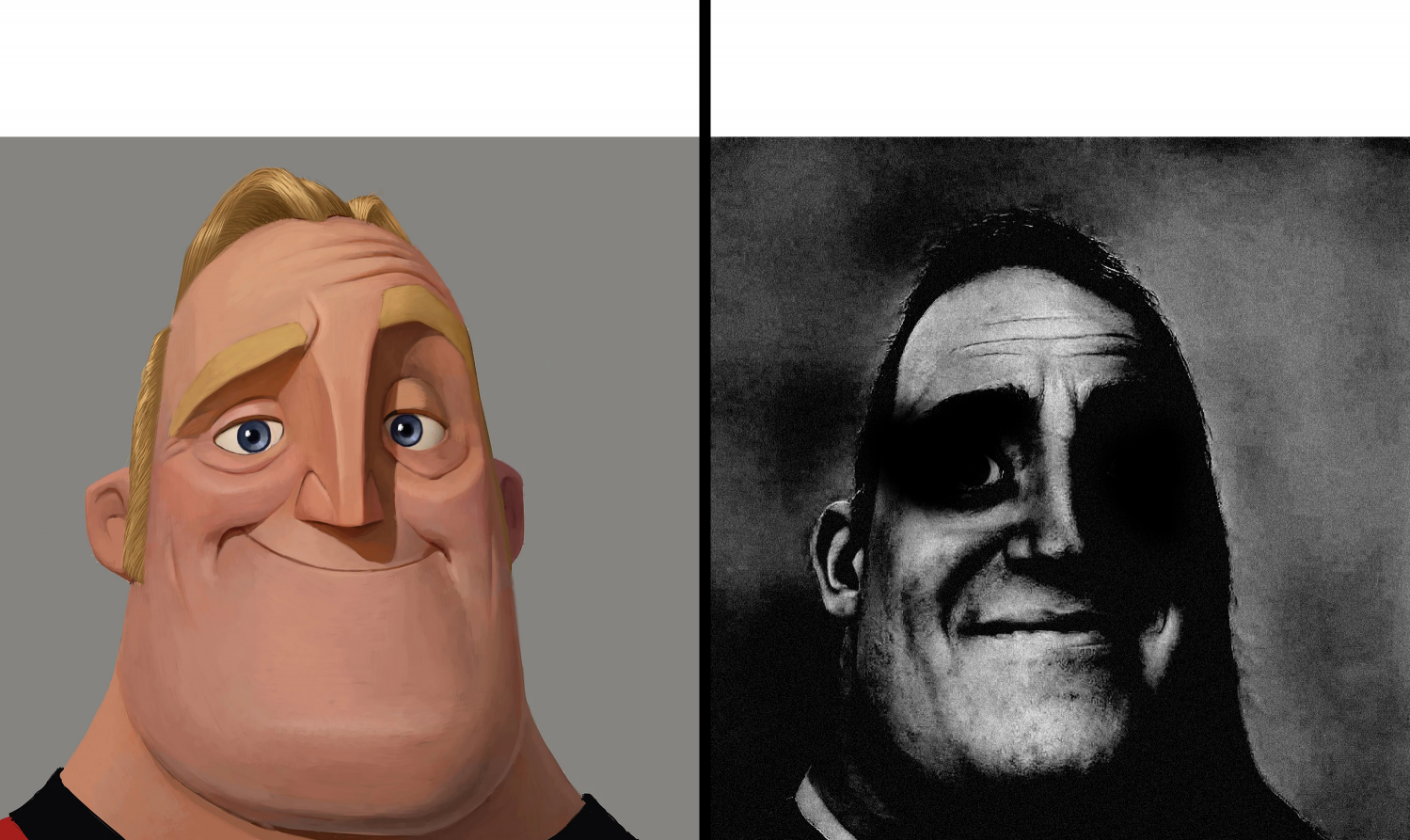 Mr Incredible VS dark Mr Incredible Blank Meme Template