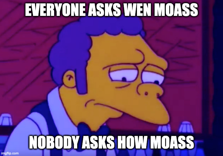 wen moass | EVERYONE ASKS WEN MOASS; NOBODY ASKS HOW MOASS | image tagged in memes | made w/ Imgflip meme maker